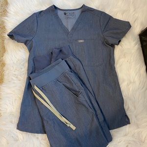 Figs Heather Denim scrub set